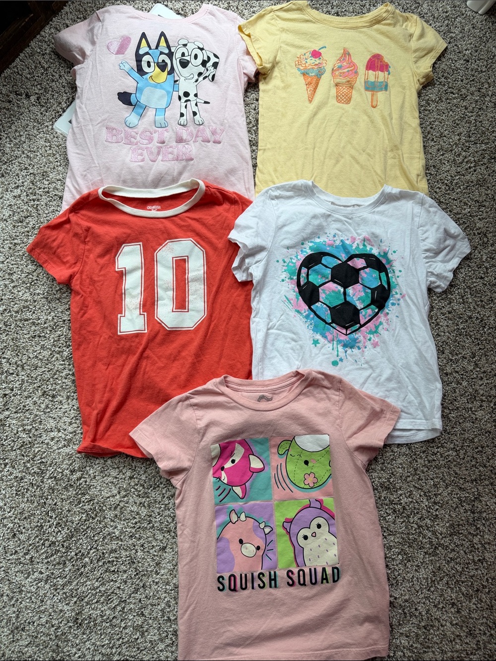 5 - Girls short sleeve tees size 7/8/medium